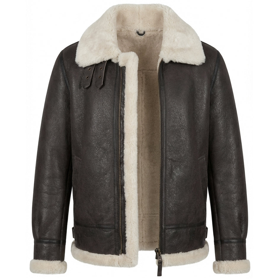 Men's Classic B3 Original Sheepskin Jacket Stone Vintage White