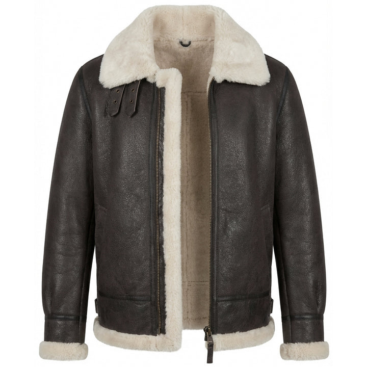 Men's Classic B3 Original Sheepskin Jacket Stone Vintage White