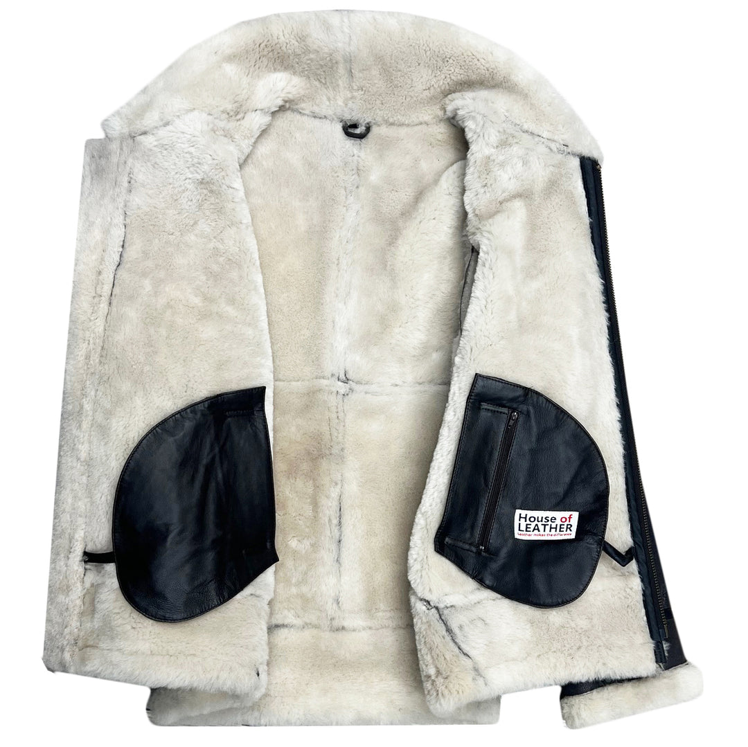 Men's Classic B3 Original Sheepskin Jacket Stone Vintage White