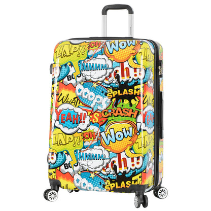 Four Wheel Expandable Suitcase Hard Shell Luggage Comic Print large-1