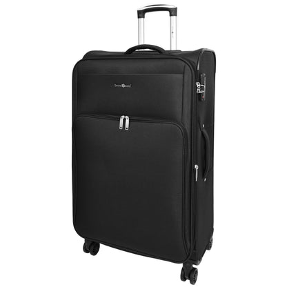 Lightweight Soft Suitcase 8 Wheel Expandable Luggage Pokeno Black-large 1