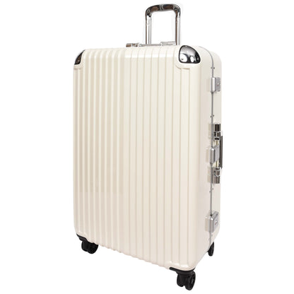 Four Wheel Suitcase Metal Frame Luggage Navigator Off White