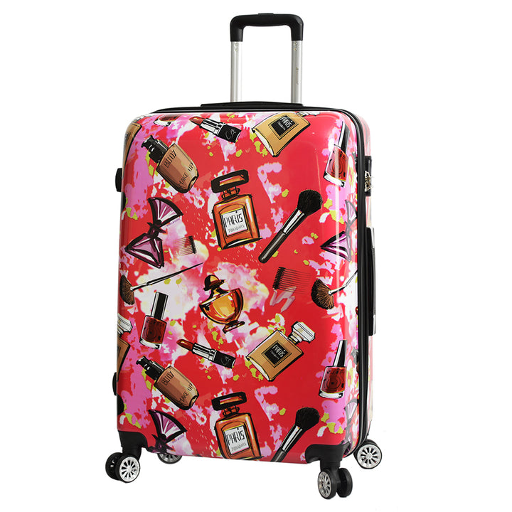 Hard Shell Suitcase Make-up Print Lightweight Expandable Luggage Fleek Pink 3