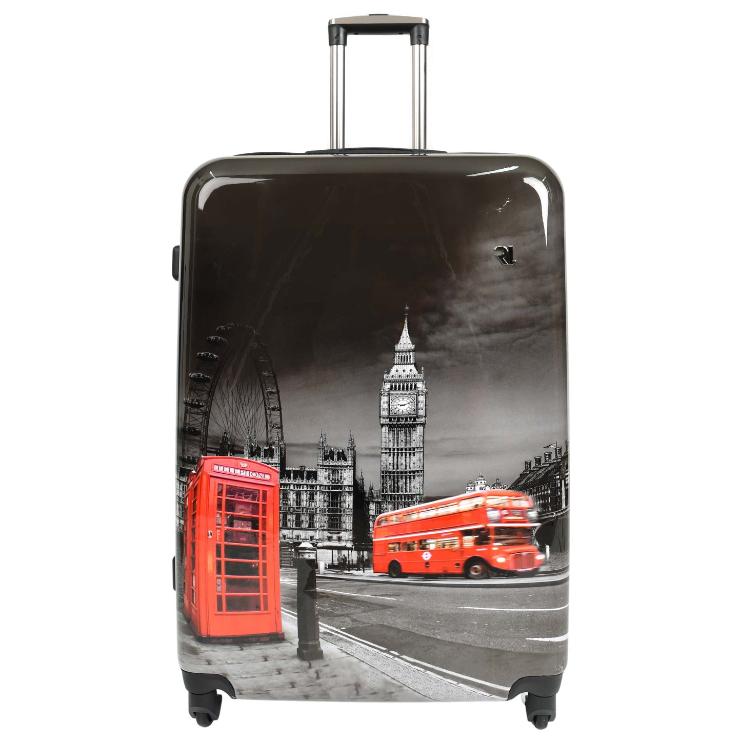 London Night Print Hard Shell Four Wheel Luggage Black Tucana 3