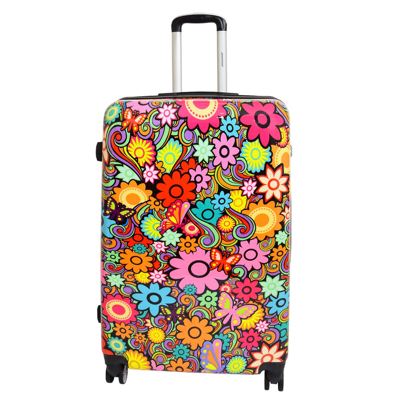 Four Wheel Suitcase Hard Shell Expandable Luggage Flower Print 3