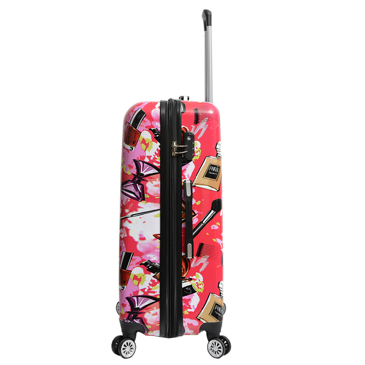 Hard Shell Suitcase Make-up Print Lightweight Expandable Luggage Fleek Pink 5