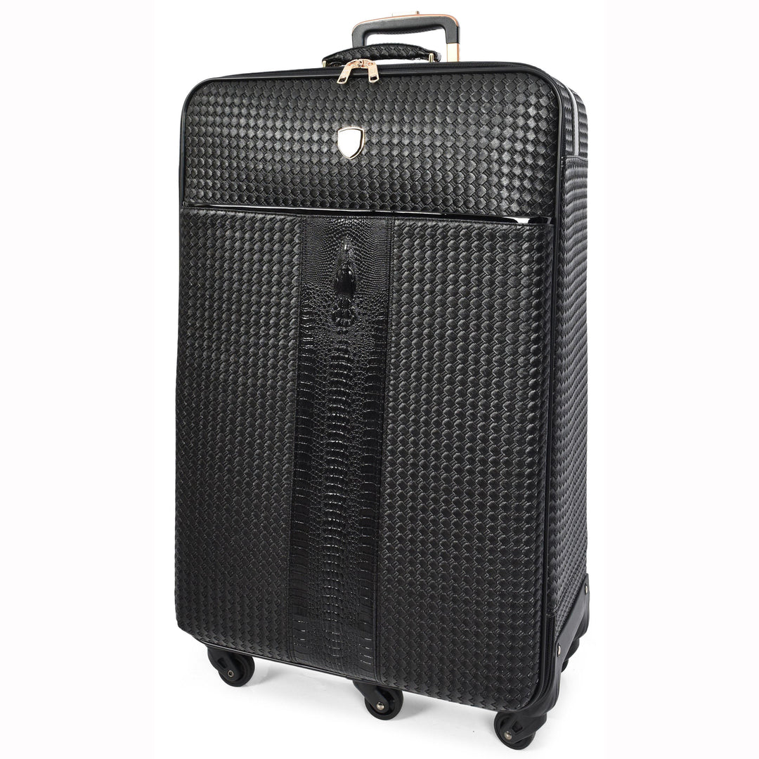 Premium Luggage Black Croc-Embossed Lightweight Spinner with Stabilizers Midnight 6