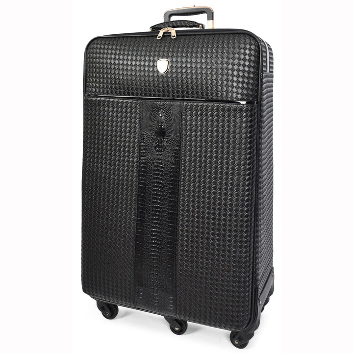 Premium Luggage Black Croc-Embossed Lightweight Spinner with Stabilizers Midnight 6
