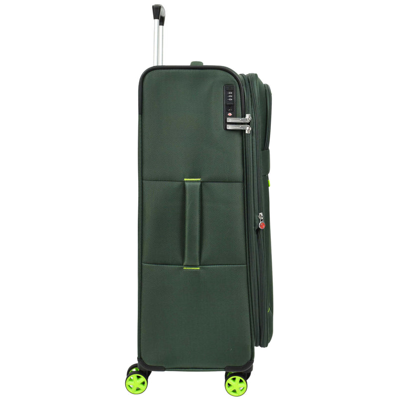 Green Soft Suitcase 8 Wheel Spinner Expandable Luggage Quito 4