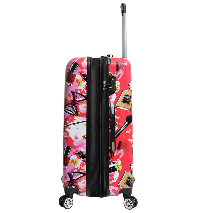 Hard Shell Suitcase Make-up Print Lightweight Expandable Luggage Fleek Pink 6