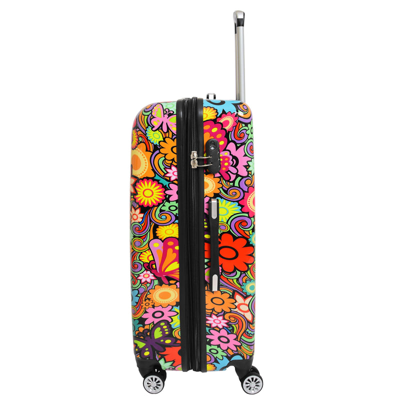 Four Wheel Suitcase Hard Shell Expandable Luggage Flower Print 4