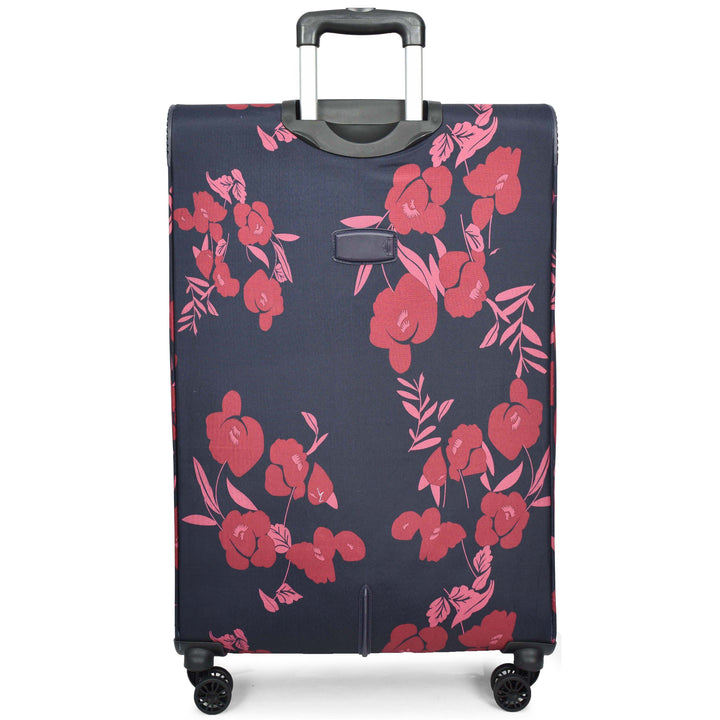 Four Wheel Suitcase Luggage Lightweight Flower Print Navy large-4