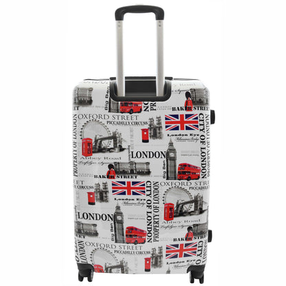 Four Wheels Hard Shell London City Print Suitcase Lockable Travel Luggage 5