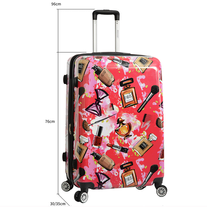 Hard Shell Suitcase Make-up Print Lightweight Expandable Luggage Fleek Pink 7