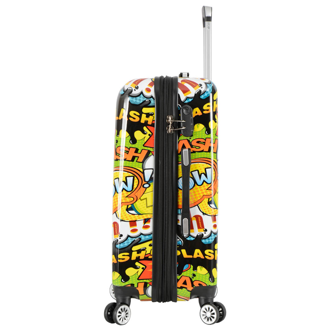 Four Wheel Expandable Suitcase Hard Shell Luggage Comic Print large-2