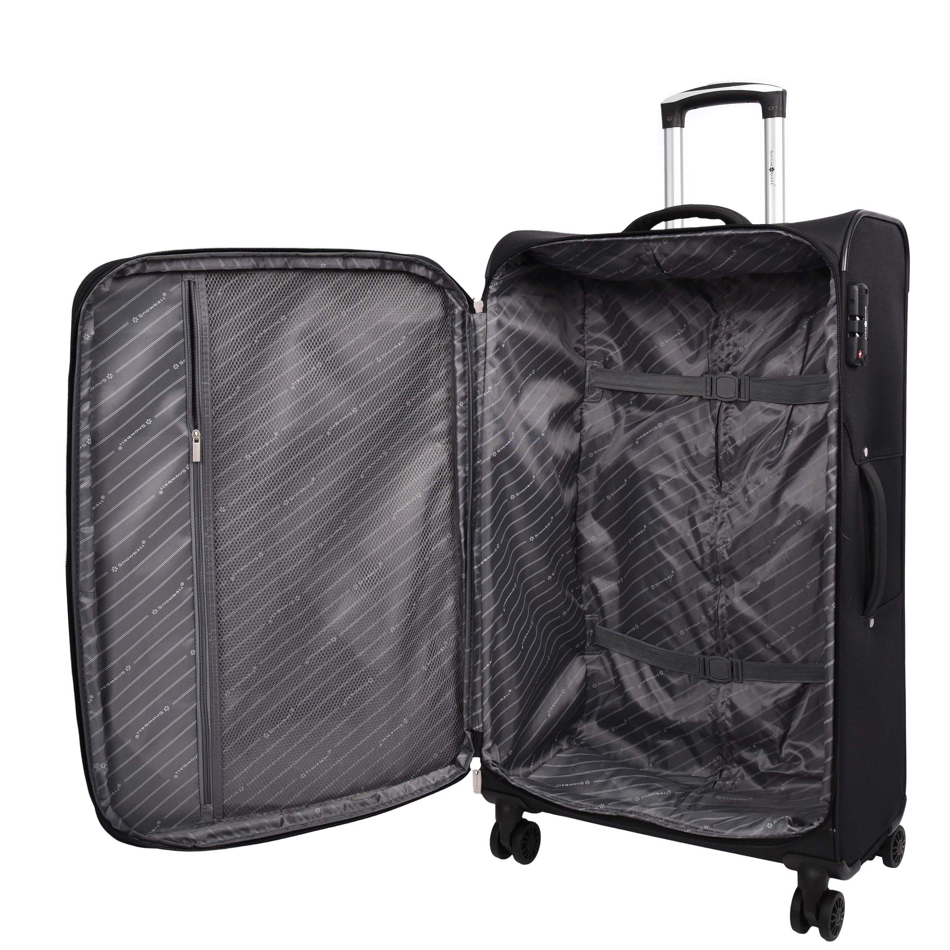 Lightweight Soft Suitcase 8 Wheel Expandable Luggage Pokeno Black large-4