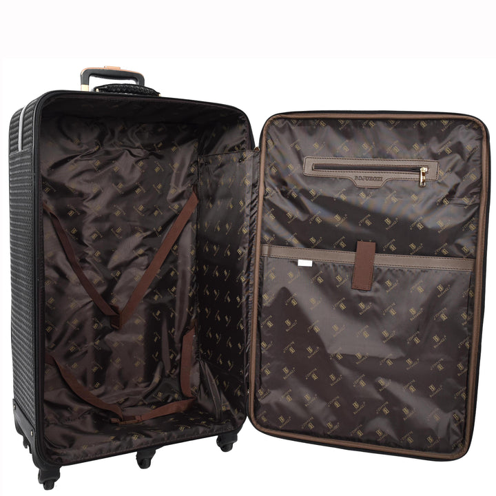 Premium Luggage Black Croc-Embossed Lightweight Spinner with Stabilizers Midnight 9