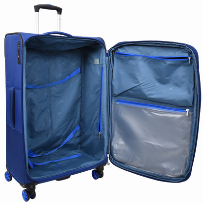 Navy Soft Suitcase 8 Wheel Spinner Expandable Luggage Quito 6