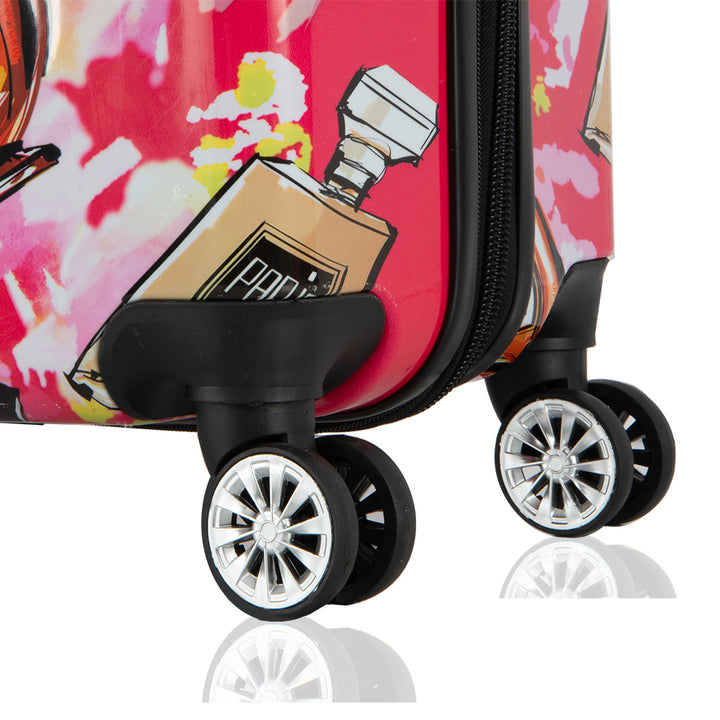 Hard Shell Suitcase Make-up Print Lightweight Expandable Luggage Fleek Pink 9