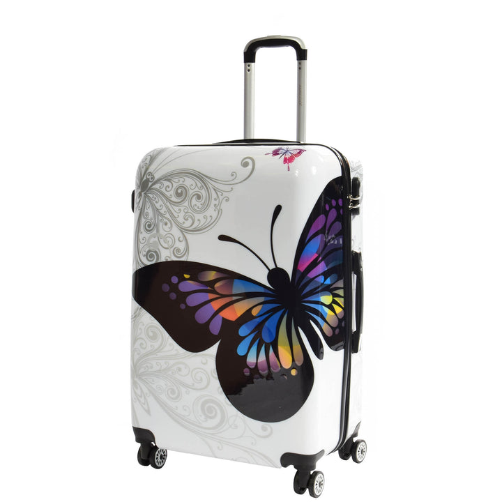 Butterfly Print Hard Shell Four Wheel Expandable Luggage Suitcase