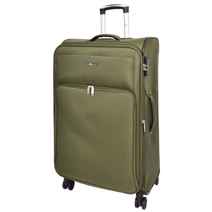 Lightweight Soft Suitcase 8 Wheel Expandable Luggage Pokeno Khaki large-1