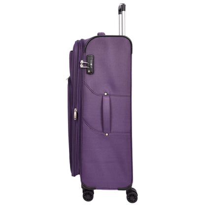 Lightweight Soft Suitcase 8 Wheel Expandable Luggage Pokeno Purple large-2