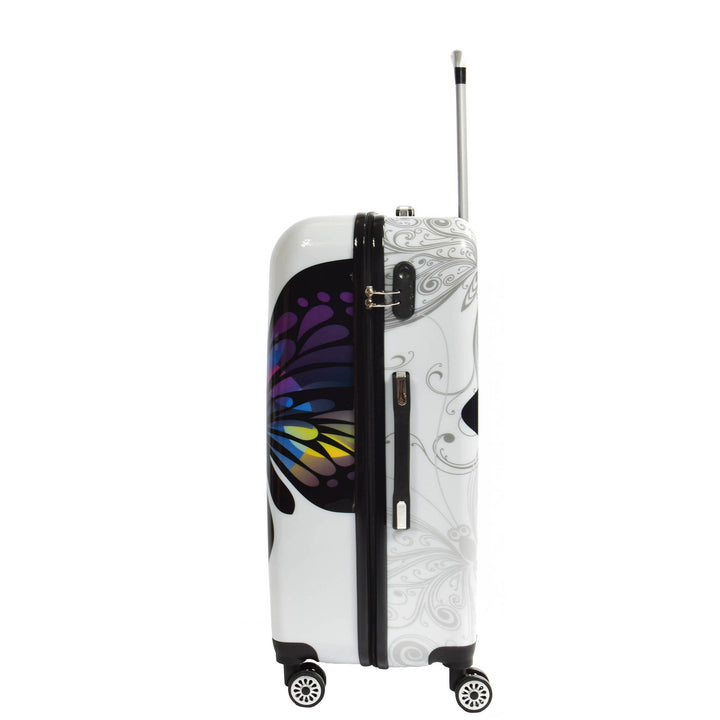 Butterfly Print Hard Shell Four Wheel Expandable Luggage Suitcase