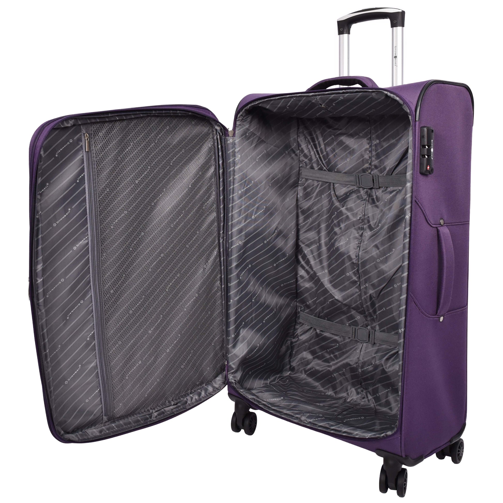 Lightweight Soft Suitcase 8 Wheel Expandable Luggage Pokeno Purple large-4