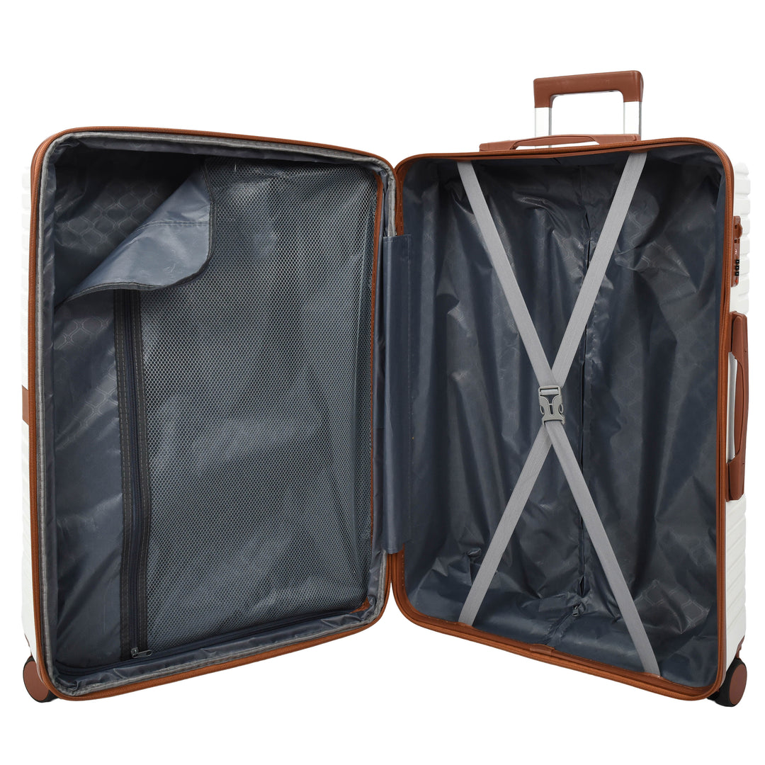 Four Wheel Hard Shell Travel Suitcase Durban White-5