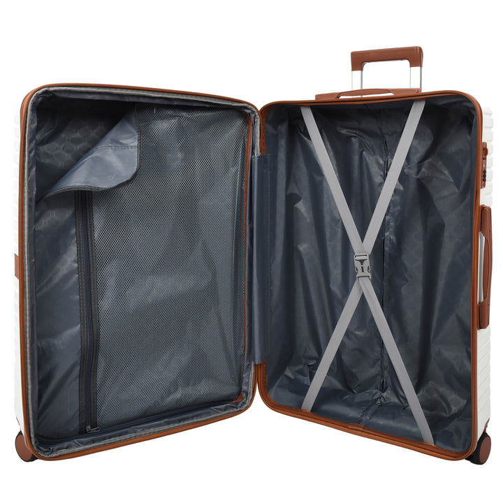 Four Wheel Hard Shell Travel Suitcase Durban White-5