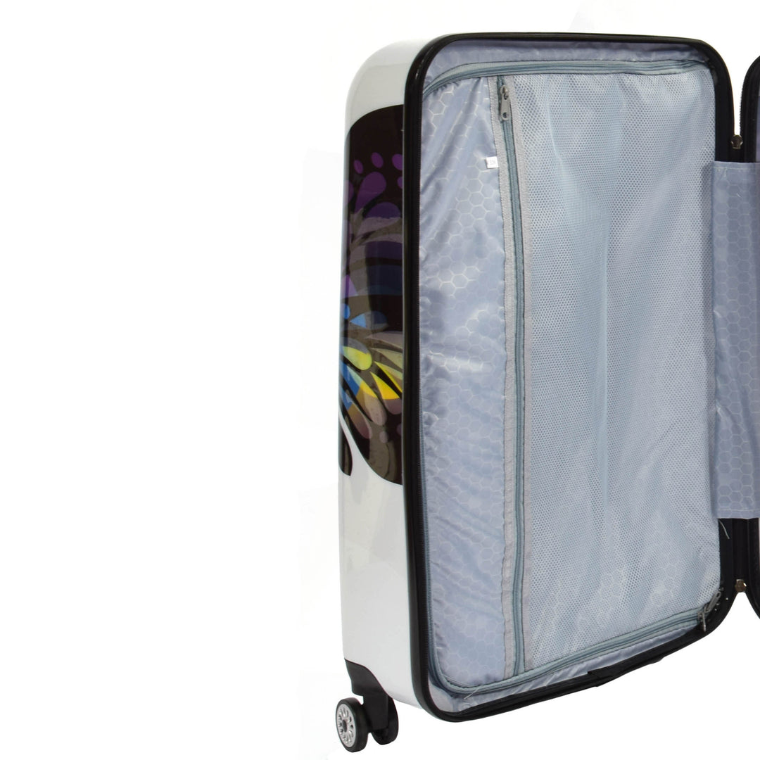 Butterfly Print Hard Shell Four Wheel Expandable Luggage Suitcase