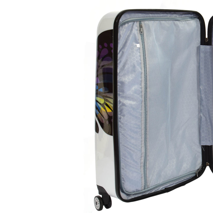 Butterfly Print Hard Shell Four Wheel Expandable Luggage Suitcase