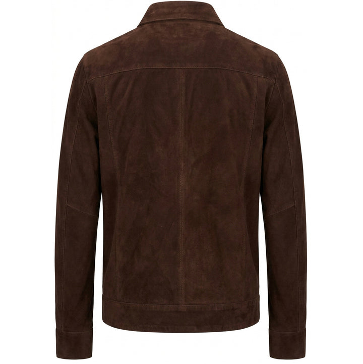 Mens Real Goat Suede Jacket Classic Zip Box Style Larry Rust Brown