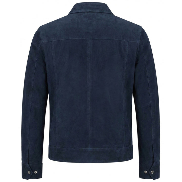 Mens Real Goat Suede Jacket Classic Zip Box Style Larry Navy