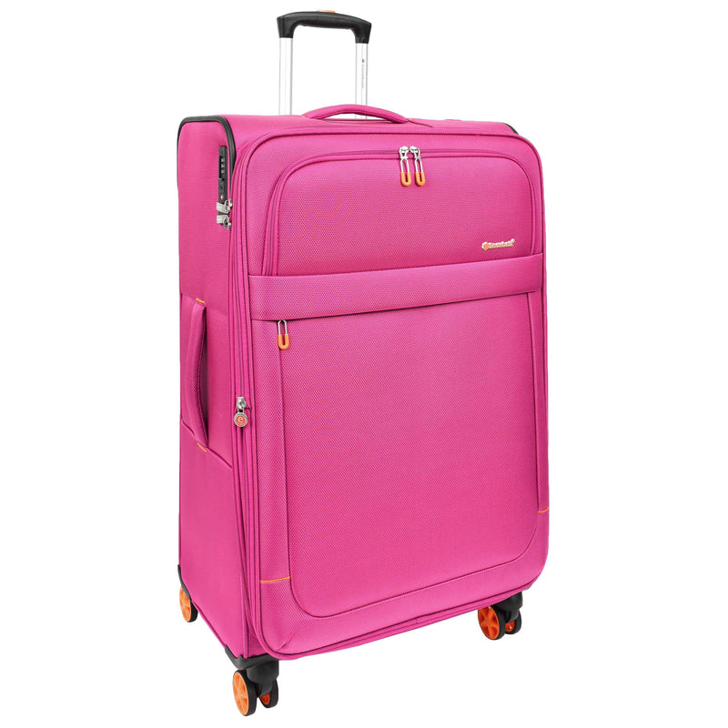Pink Soft Suitcase 8 Wheel Spinner Expandable Luggage Quito 2