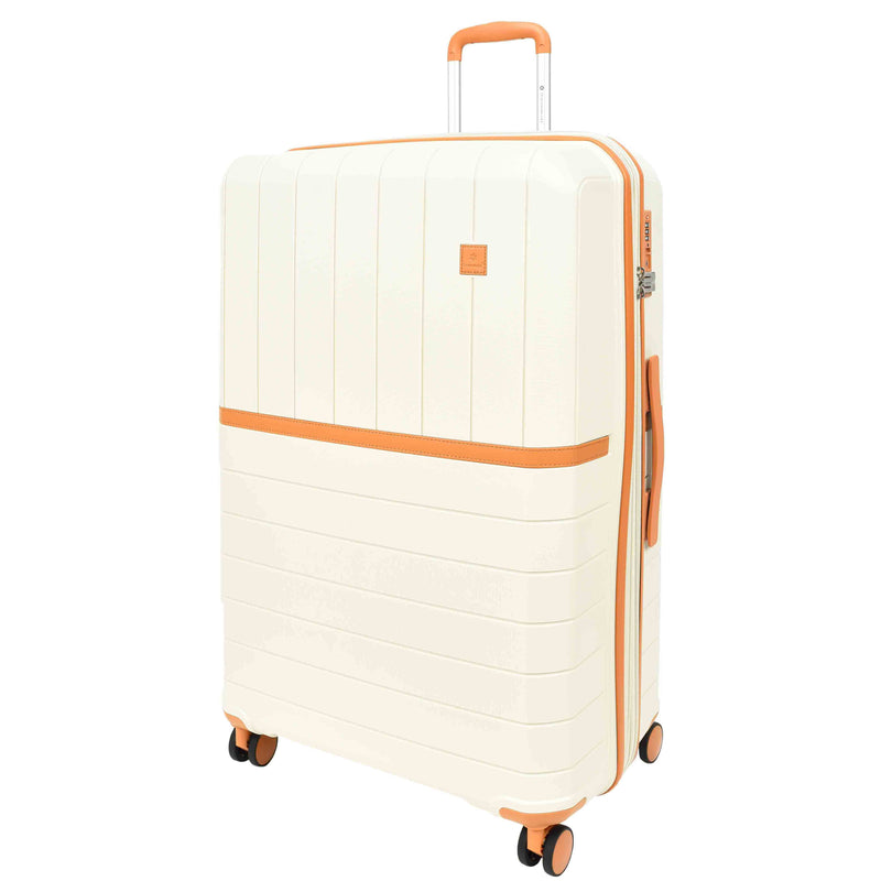 Expandable Wheeled Suitcases Solid Hard Shell PP Luggage Milky Titania 2