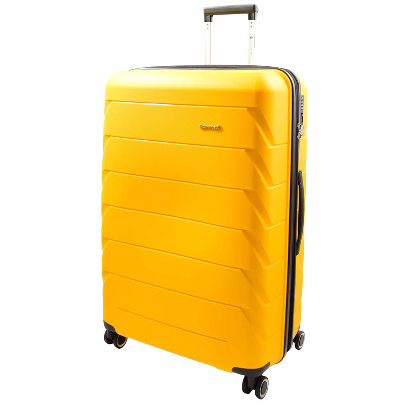 8 Wheeled Spinner Hard Shell Luggage Expandable Hokkaido Yellow 2
