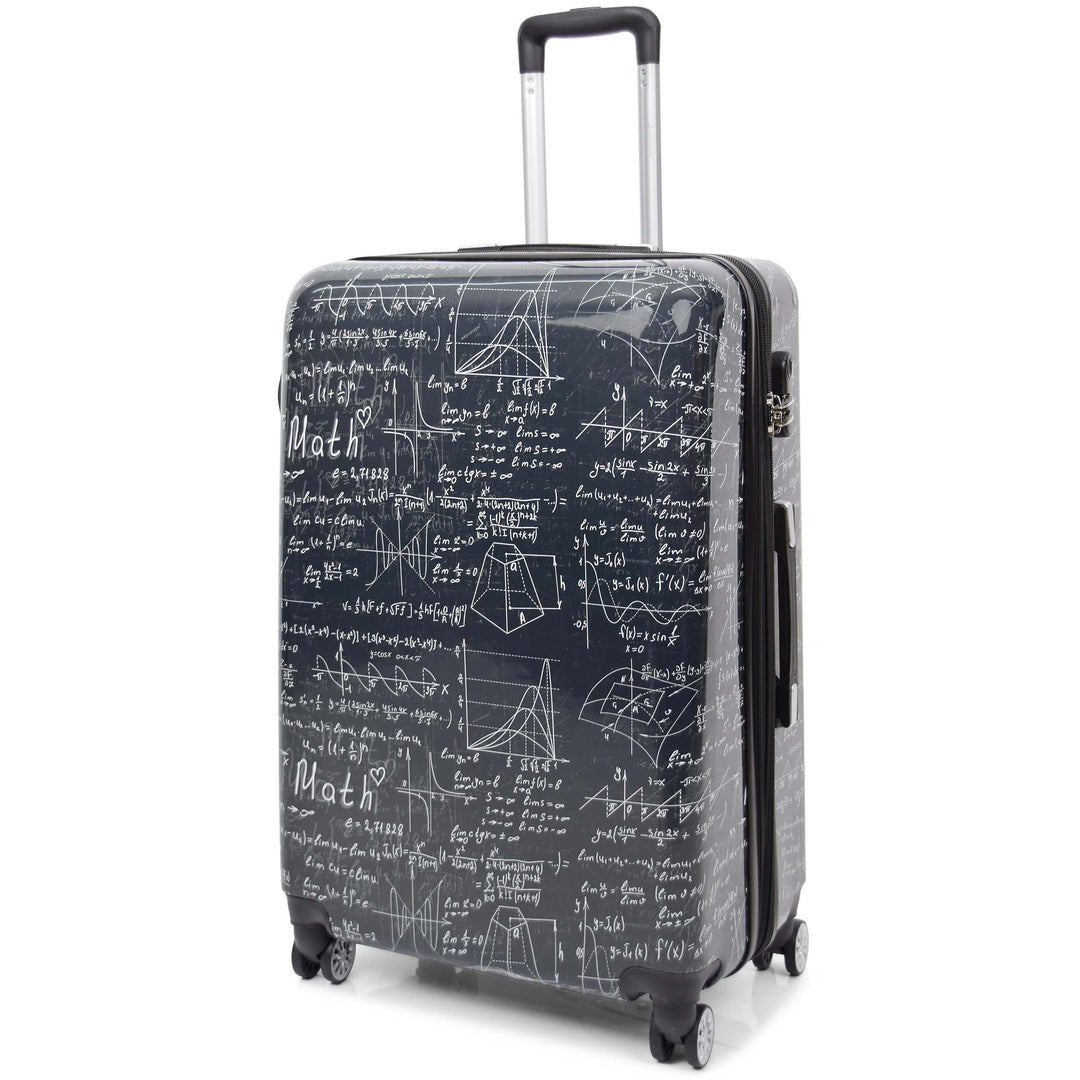 Four Wheel Suitcase Hard Shell Luggage Maths Print