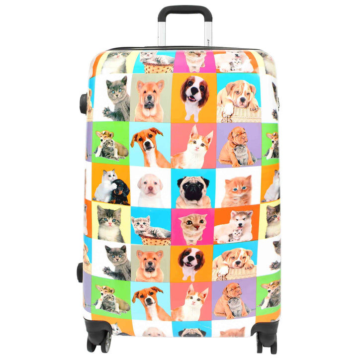 Four Wheels Hard Shell Suitcase Printed Expandable Luggage Dogs and Cats Print