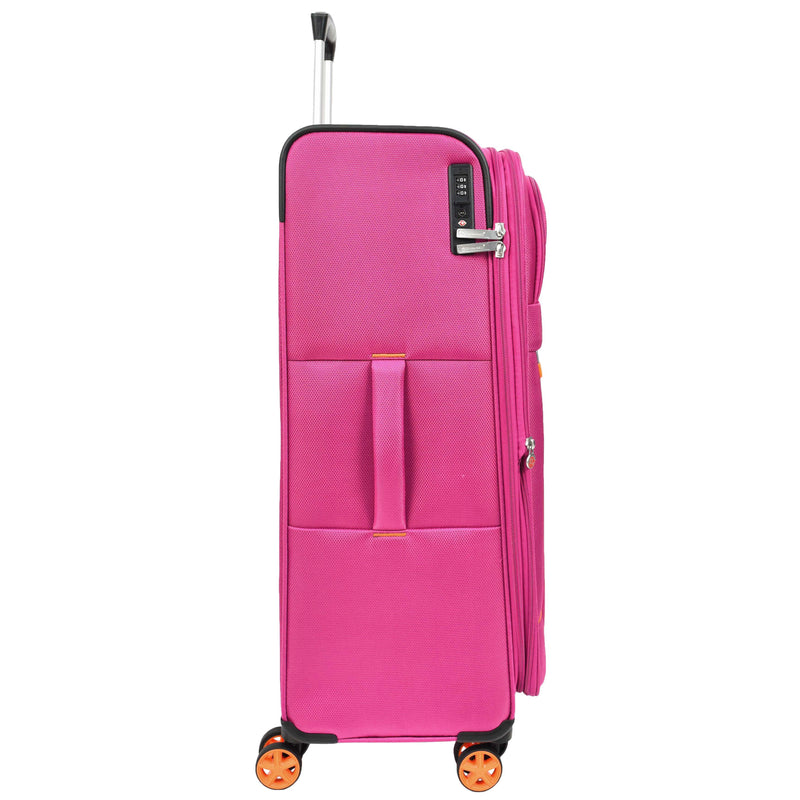 Pink Soft Suitcase 8 Wheel Spinner Expandable Luggage Quito 4