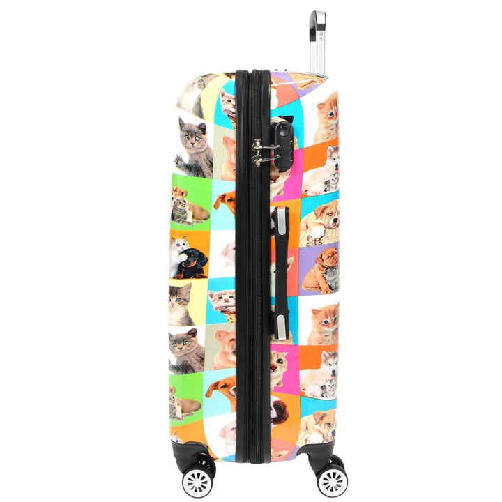 Four Wheels Hard Shell Suitcase Printed Expandable Luggage Dogs and Cats Print