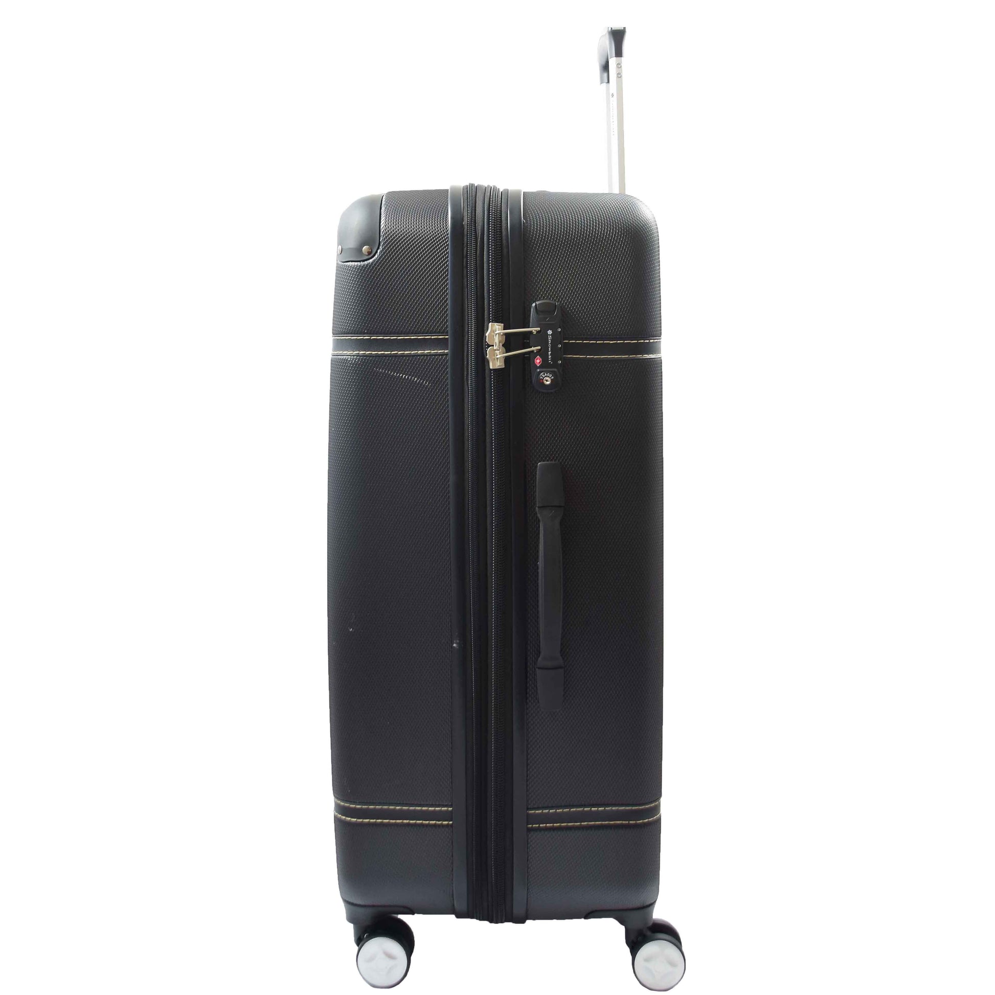 Hard Shell Retro Expandable Four Wheel Luggage Deluxe Black 4