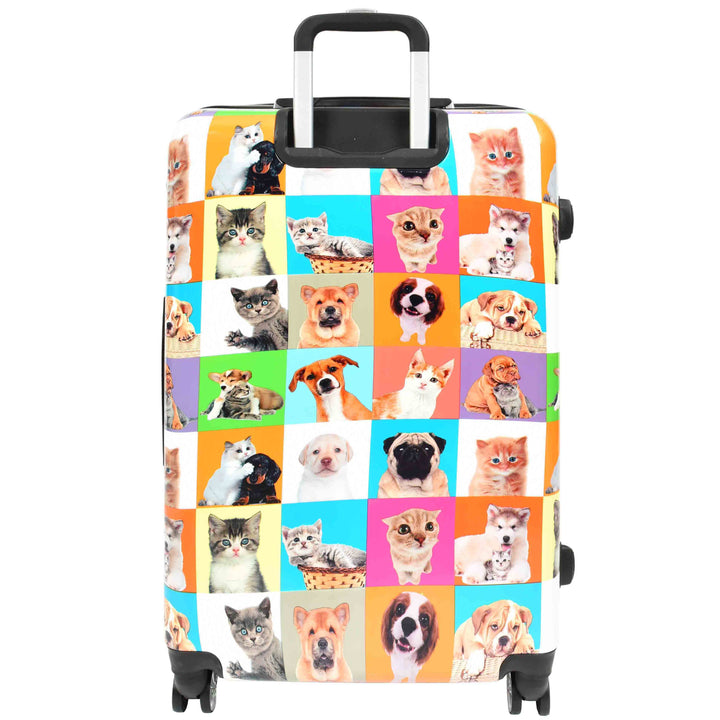 Four Wheels Hard Shell Suitcase Printed Expandable Luggage Dogs and Cats Print