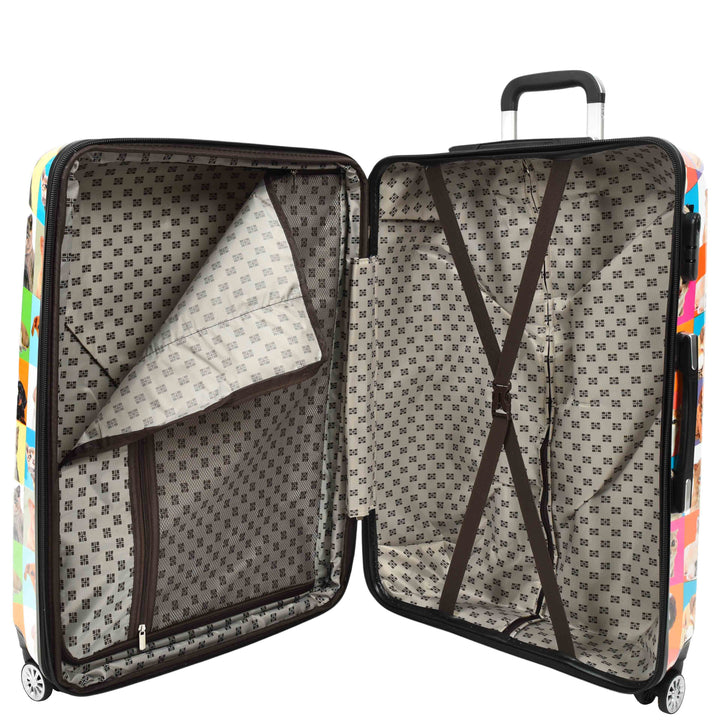 Four Wheels Hard Shell Suitcase Printed Expandable Luggage Dogs and Cats Print