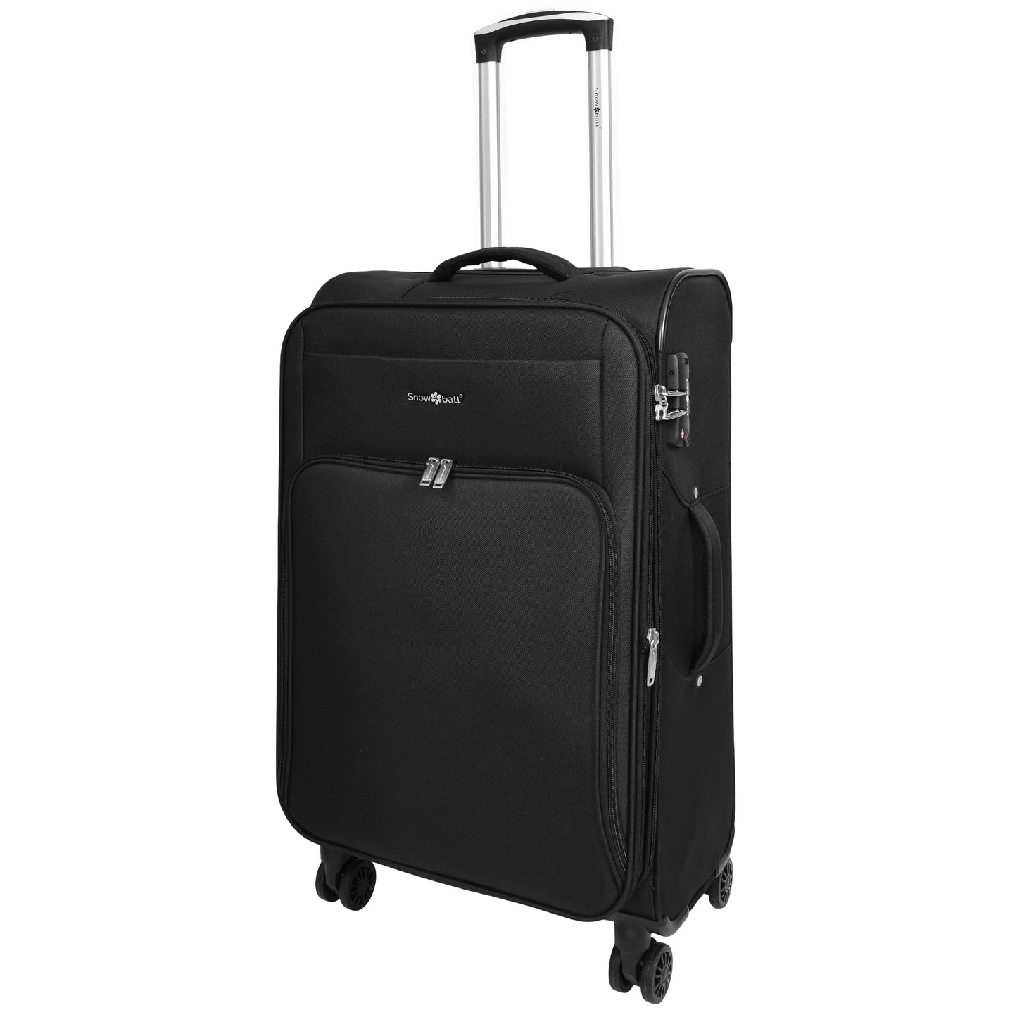 Lightweight Soft Suitcase 8 Wheel Expandable Luggage Pokeno Black medium-1