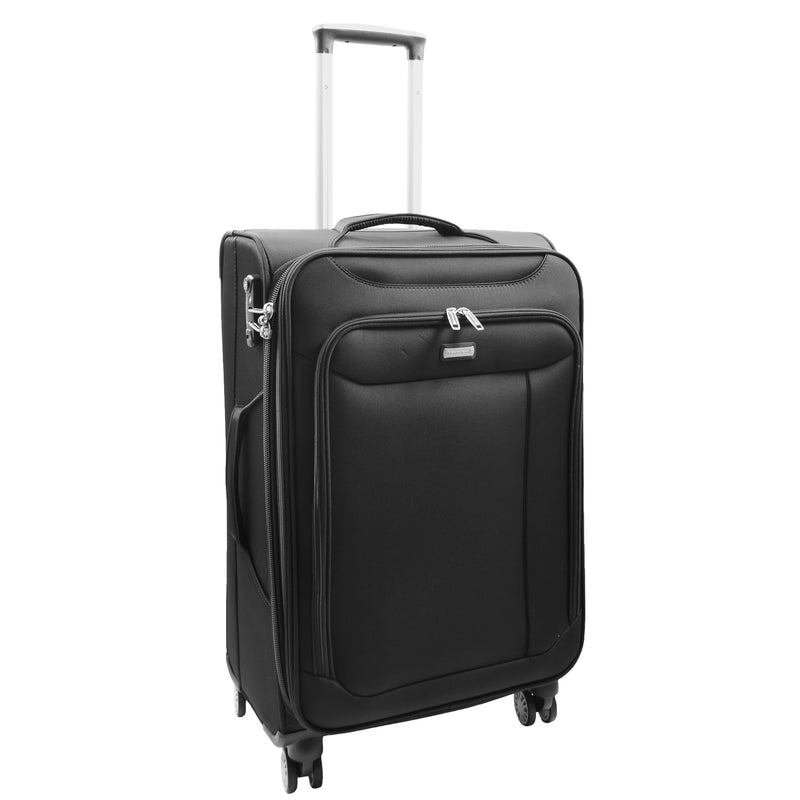 Four Wheel Suitcase Luggage TSA Soft Okayama Black 6
