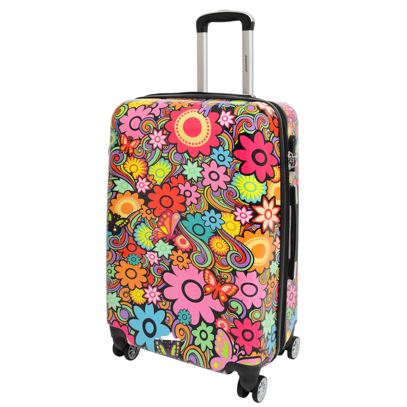 Four Wheel Suitcase Hard Shell Expandable Luggage Flower Print 7