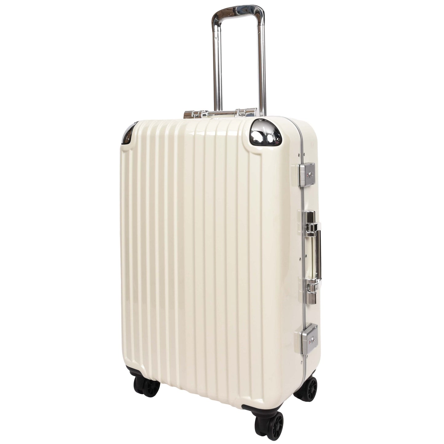 Four Wheel Suitcase Metal Frame Luggage Navigator Off White