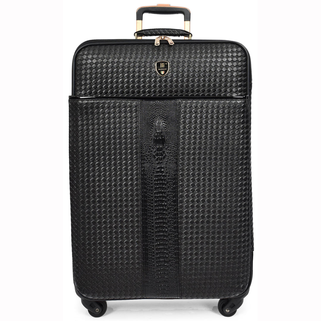 Premium Luggage Black Croc-Embossed Lightweight Spinner with Stabilizers Midnight 10