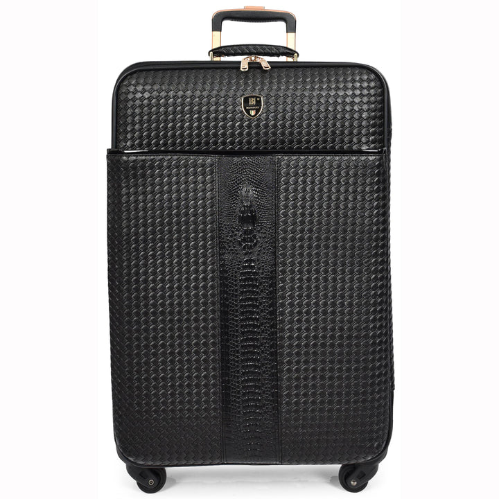 Premium Luggage Black Croc-Embossed Lightweight Spinner with Stabilizers Midnight 10